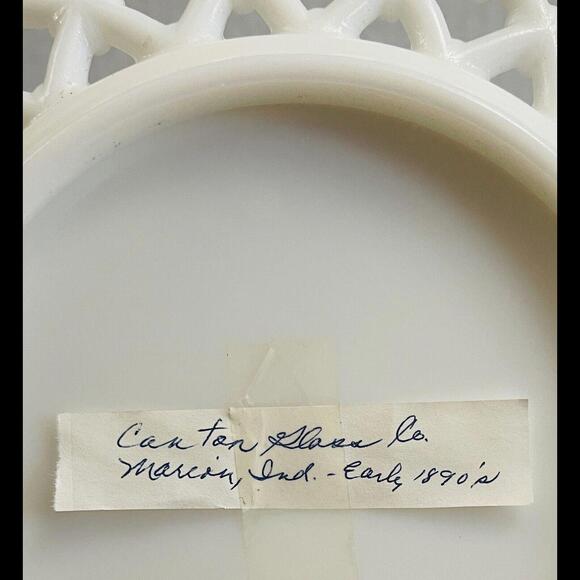 Antique Canton  Glass Plate Forget Me Not Pattern 8.25" Excellent Condition 1890 - Picture 5 of 6